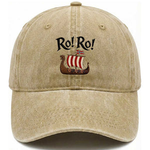 Funny Norwegian Viking Longship Ro Ro Washed Cotton Baseball Cap Retro Norge Norway Flag Football Fans TS02 Print Your Wear