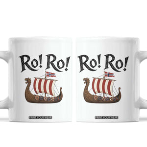 Funny Norwegian Viking Longship Ro Ro Coffee Mug Retro Norge Norway Flag Football Fans TS02 White Print Your Wear