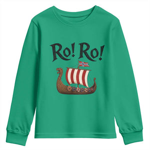 Funny Norwegian Viking Longship Ro Ro Youth Sweatshirt Retro Norge Norway Flag Football Fans TS02 Irish Green Print Your Wear