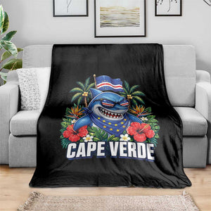Cape Verde Cool Blue Shark Tropical Graphic Throw Blanket Cabo Verde Paradise Verdean Soccer Football Fans TS02 Print Your Wear