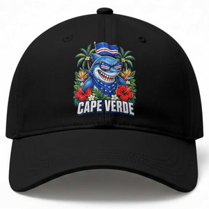 Cape Verde Cool Blue Shark Tropical Graphic Baseball Cap Cabo Verde Paradise Verdean Soccer Football Fans