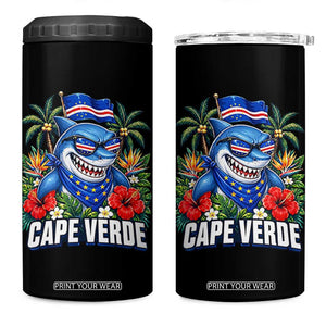 Cape Verde Cool Blue Shark Tropical Graphic 4 in 1 Can Cooler Tumbler Cabo Verde Paradise Verdean Soccer Football Fans TS02 One Size: 16 oz Black Print Your Wear