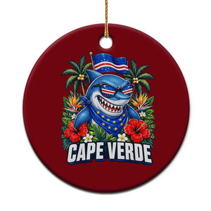 Cape Verde Cool Blue Shark Tropical Graphic Ceramic Ornament Cabo Verde Paradise Verdean Soccer Football Fans