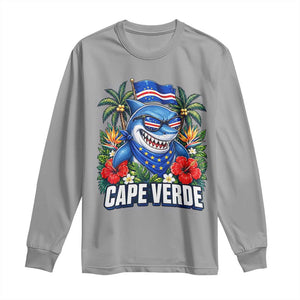 Cape Verde Cool Blue Shark Tropical Graphic Long Sleeve Shirt Cabo Verde Paradise Verdean Soccer Football Fans