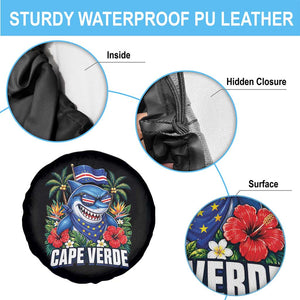 Cape Verde Cool Blue Shark Tropical Graphic Spare Tire Cover Cabo Verde Paradise Verdean Soccer Football Fans TS02 Print Your Wear