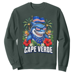 Cape Verde Cool Blue Shark Tropical Graphic Sweatshirt Cabo Verde Paradise Verdean Soccer Football Fans
