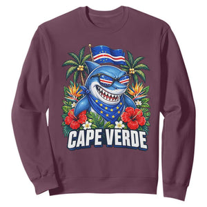 Cape Verde Cool Blue Shark Tropical Graphic Sweatshirt Cabo Verde Paradise Verdean Soccer Football Fans