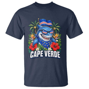 Cape Verde Cool Blue Shark Tropical Graphic T Shirt Cabo Verde Paradise Verdean Soccer Football Fans