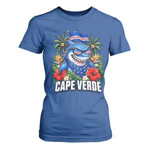 Cape Verde Cool Blue Shark Tropical Graphic T Shirt For Women Cabo Verde Paradise Verdean Soccer Football Fans