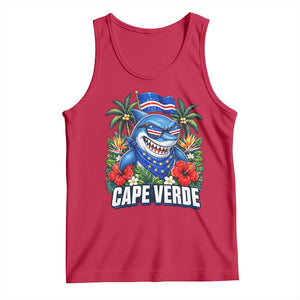Cape Verde Cool Blue Shark Tropical Graphic Tank Top Cabo Verde Paradise Verdean Soccer Football Fans