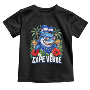 Cape Verde Cool Blue Shark Tropical Graphic Toddler T Shirt Cabo Verde Paradise Verdean Soccer Football Fans