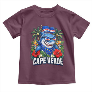 Cape Verde Cool Blue Shark Tropical Graphic Toddler T Shirt Cabo Verde Paradise Verdean Soccer Football Fans