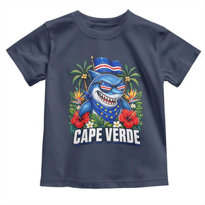 Cape Verde Cool Blue Shark Tropical Graphic Toddler T Shirt Cabo Verde Paradise Verdean Soccer Football Fans