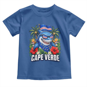 Cape Verde Cool Blue Shark Tropical Graphic Toddler T Shirt Cabo Verde Paradise Verdean Soccer Football Fans