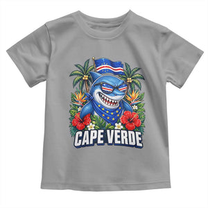 Cape Verde Cool Blue Shark Tropical Graphic Toddler T Shirt Cabo Verde Paradise Verdean Soccer Football Fans