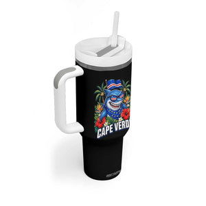 Cape Verde Cool Blue Shark Tropical Graphic Tumbler With Handle Cabo Verde Paradise Verdean Soccer Football Fans TS02 Print Your Wear