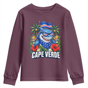 Cape Verde Cool Blue Shark Tropical Graphic Youth Sweatshirt Cabo Verde Paradise Verdean Soccer Football Fans