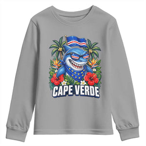 Cape Verde Cool Blue Shark Tropical Graphic Youth Sweatshirt Cabo Verde Paradise Verdean Soccer Football Fans
