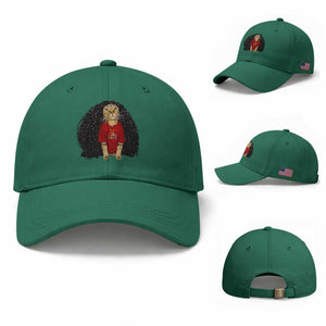 Funny Long Curly Hair Wig Soccer Cat Graphic Baseball Cap Spain Espana Sports Fans Meme Spanish Pride