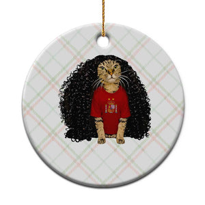 Funny Long Curly Hair Wig Soccer Cat Graphic Ceramic Ornament Spain Espana Sports Fans Meme Spanish Pride