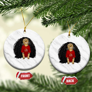 Funny Long Curly Hair Wig Soccer Cat Graphic Ceramic Ornament Spain Espana Sports Fans Meme Spanish Pride