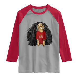 Funny Long Curly Hair Wig Soccer Cat Graphic Raglan Shirt Spain Espana Sports Fans Meme Spanish Pride