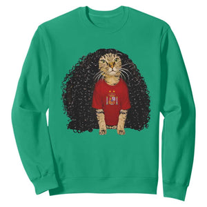 Funny Long Curly Hair Wig Soccer Cat Graphic Sweatshirt Spain Espana Sports Fans Meme Spanish Pride