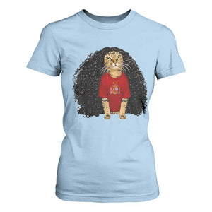 Funny Long Curly Hair Wig Soccer Cat Graphic T Shirt For Women Spain Espana Sports Fans Meme Spanish Pride