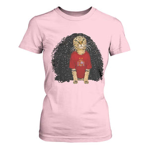 Funny Long Curly Hair Wig Soccer Cat Graphic T Shirt For Women Spain Espana Sports Fans Meme Spanish Pride