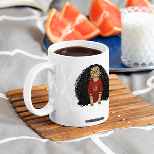 Funny Long Curly Hair Wig Soccer Cat Graphic Coffee Mug Spain Espana Sports Fans Meme Spanish Pride