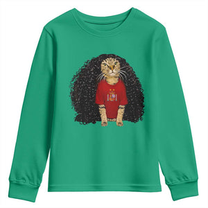 Funny Long Curly Hair Wig Soccer Cat Graphic Youth Sweatshirt Spain Espana Sports Fans Meme Spanish Pride