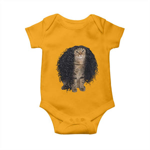 Funny Long Curly Hair Wig Cat Soccer Fans Baby Onesie Football Meme Sports Humor