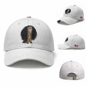 Funny Long Curly Hair Wig Cat Soccer Fans Baseball Cap Football Meme Sports Humor
