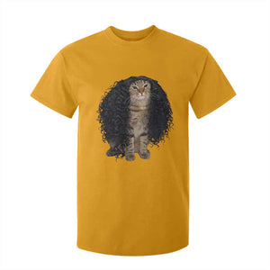 Funny Long Curly Hair Wig Cat Soccer Fans T Shirt For Kid Football Meme Sports Humor