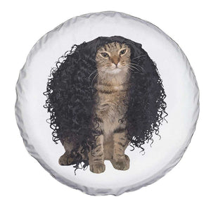 Funny Long Curly Hair Wig Cat Soccer Fans Spare Tire Cover Football Meme Sports Humor