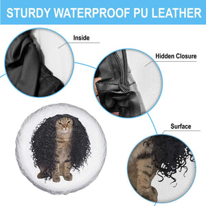 Funny Long Curly Hair Wig Cat Soccer Fans Spare Tire Cover Football Meme Sports Humor