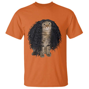 Funny Long Curly Hair Wig Cat Soccer Fans T Shirt Football Meme Sports Humor