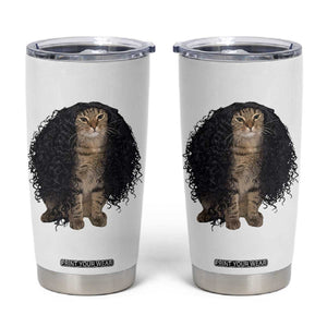 Funny Long Curly Hair Wig Cat Soccer Fans Tumbler Cup Football Meme Sports Humor