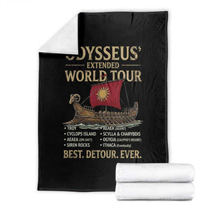 Odysseus Extended World Tour Throw Blanket Funny Greek Mythology Odyssey History Gift