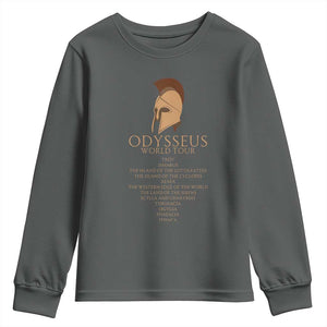 Odysseus Ancient Greek Odyssey World Tour Youth Sweatshirt Mythology Corinthian Helmet History Lover Gift