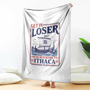 Funny Odysseus Journey Epic Odyssey Parody Throw Blanket Retro Get In Loser Returning To Ithaca Greek Mythology Meme