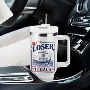 Funny Odysseus Journey Epic Odyssey Parody Tumbler With Handle Retro Get In Loser Returning To Ithaca Greek Mythology Meme