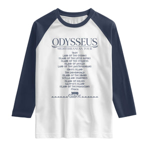 Odysseus Mediterranean Tour Raglan Shirt Funny Greek Mythology Ancient History Graphic