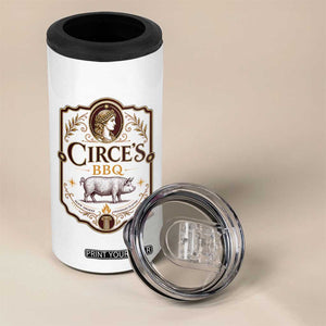 Circes BBQ Funny Greek Mythology Dark Humor 4 in 1 Can Cooler Tumbler Slow Smoked Legendary Flavor Odysseus Pigs Odyssey Parody