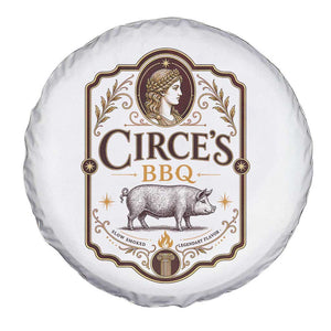 Circes BBQ Funny Greek Mythology Dark Humor Spare Tire Cover Slow Smoked Legendary Flavor Odysseus Pigs Odyssey Parody