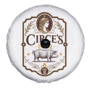 Circes BBQ Funny Greek Mythology Dark Humor Spare Tire Cover Slow Smoked Legendary Flavor Odysseus Pigs Odyssey Parody