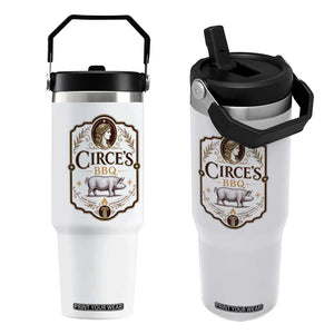 Circes BBQ Funny Greek Mythology Dark Humor Flip Straw Tumbler Slow Smoked Legendary Flavor Odysseus Pigs Odyssey Parody