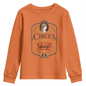 Circes BBQ Funny Greek Mythology Dark Humor Youth Sweatshirt Slow Smoked Legendary Flavor Odysseus Pigs Odyssey Parody
