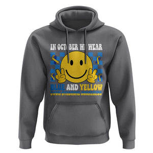 Down Syndrome Awareness Hoodie In October We Wear Blue And Yellow Support Squad TS02 Charcoal Print Your Wear