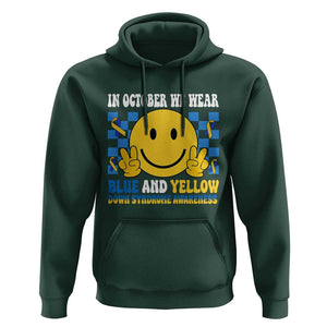 Down Syndrome Awareness Hoodie In October We Wear Blue And Yellow Support Squad TS02 Dark Forest Green Print Your Wear